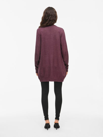 Viril Open L/s Knit Cardigan - Noos Mørkelilla