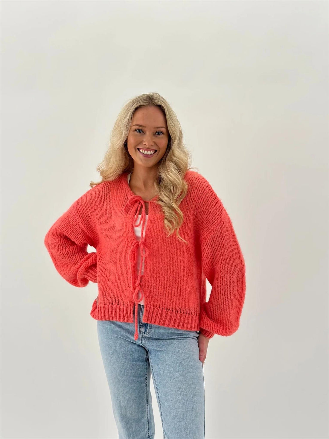 VMALOA LS BOW CARDIGAN GA EXP Mellomrosa