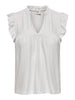 JDYCATHINKA S/S V-NECK FRILL TOP JRS DIA Hvit