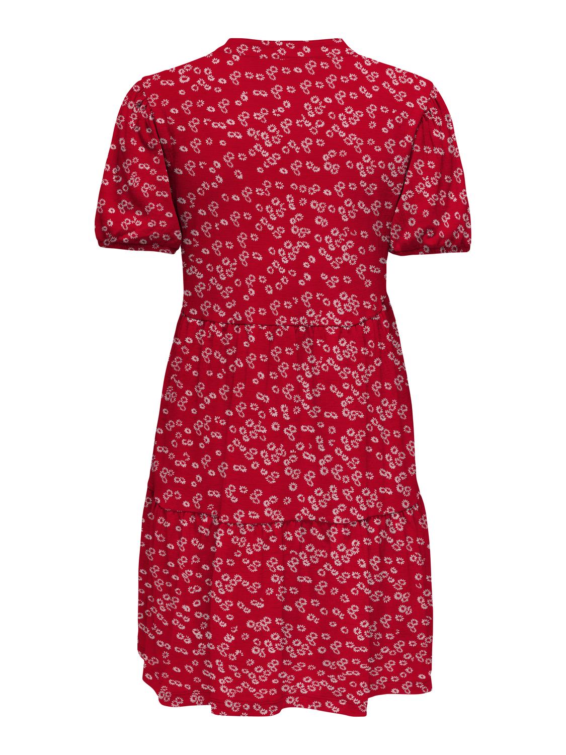 JDYZOEY S/S V NECK DRESS JRS ATK Mellomrød