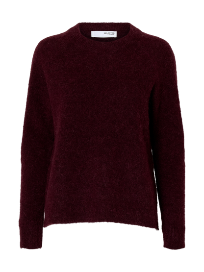 Slflulu Ls Knit O-Neck Noos Mørkelilla