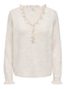 Jdyletty L/s V-Neck Frill Pullover Knt Offwhite