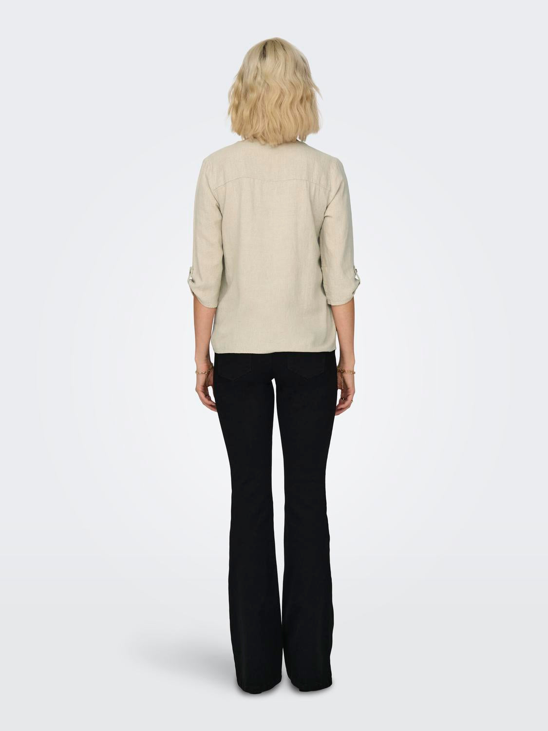 JDYSAY 3/4 LINEN V-NECK TOP WVN DIA Lysegrå
