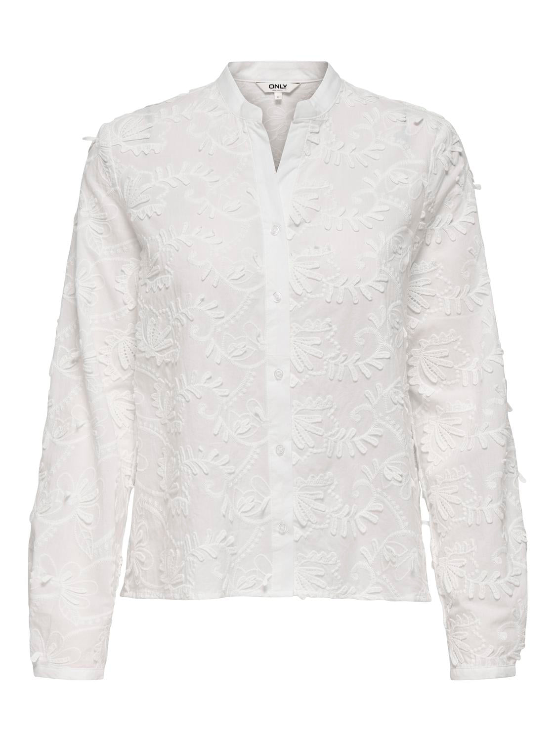 Onlcarmen Fr L/s 3d Emb Shirt Wvn Cs Hvit