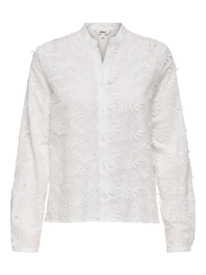Onlcarmen Fr L/s 3d Emb Shirt Wvn Cs Hvit