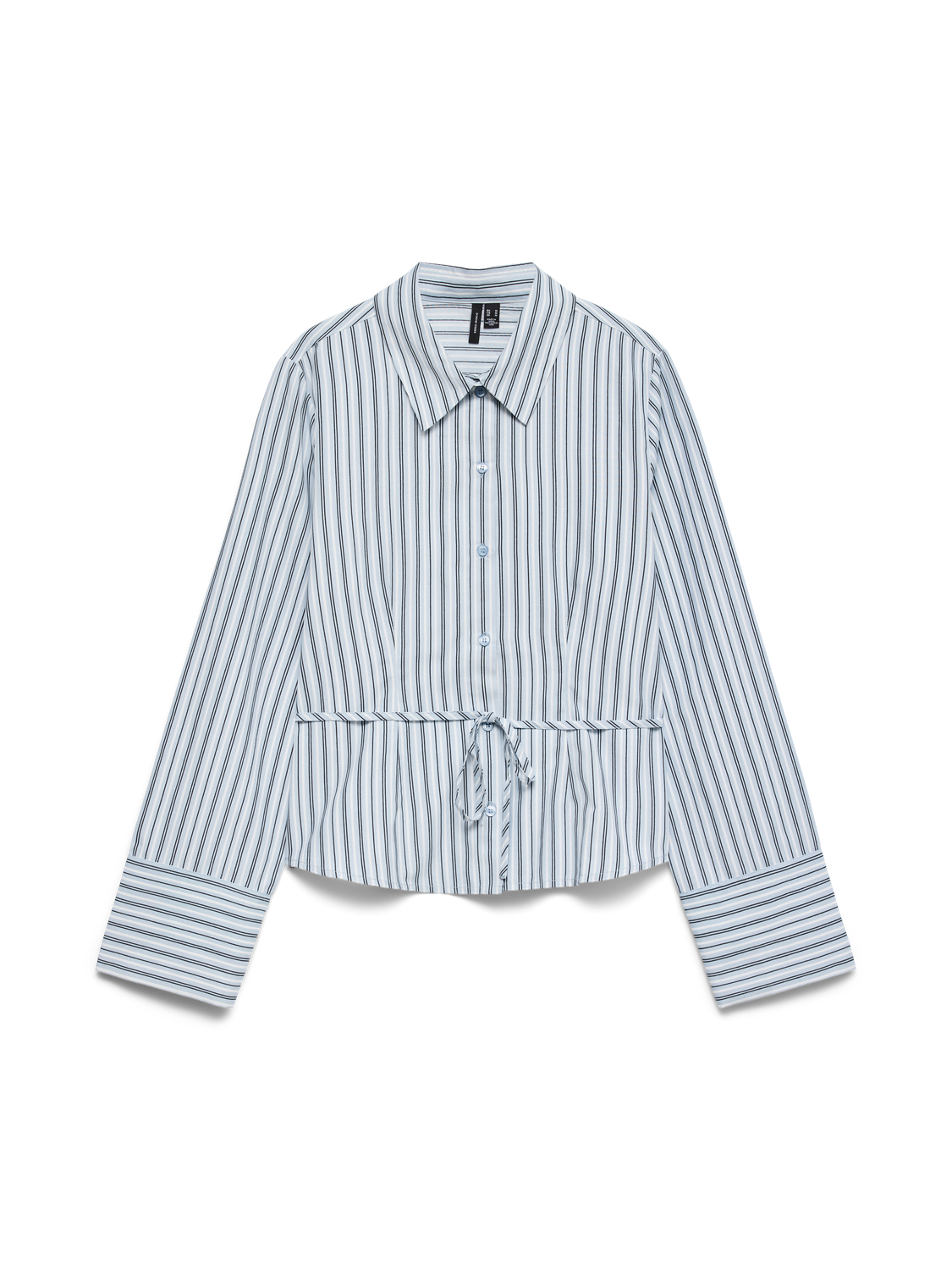 Vmsiena Ls Tie Shirt Wvn Exp Mellomblå