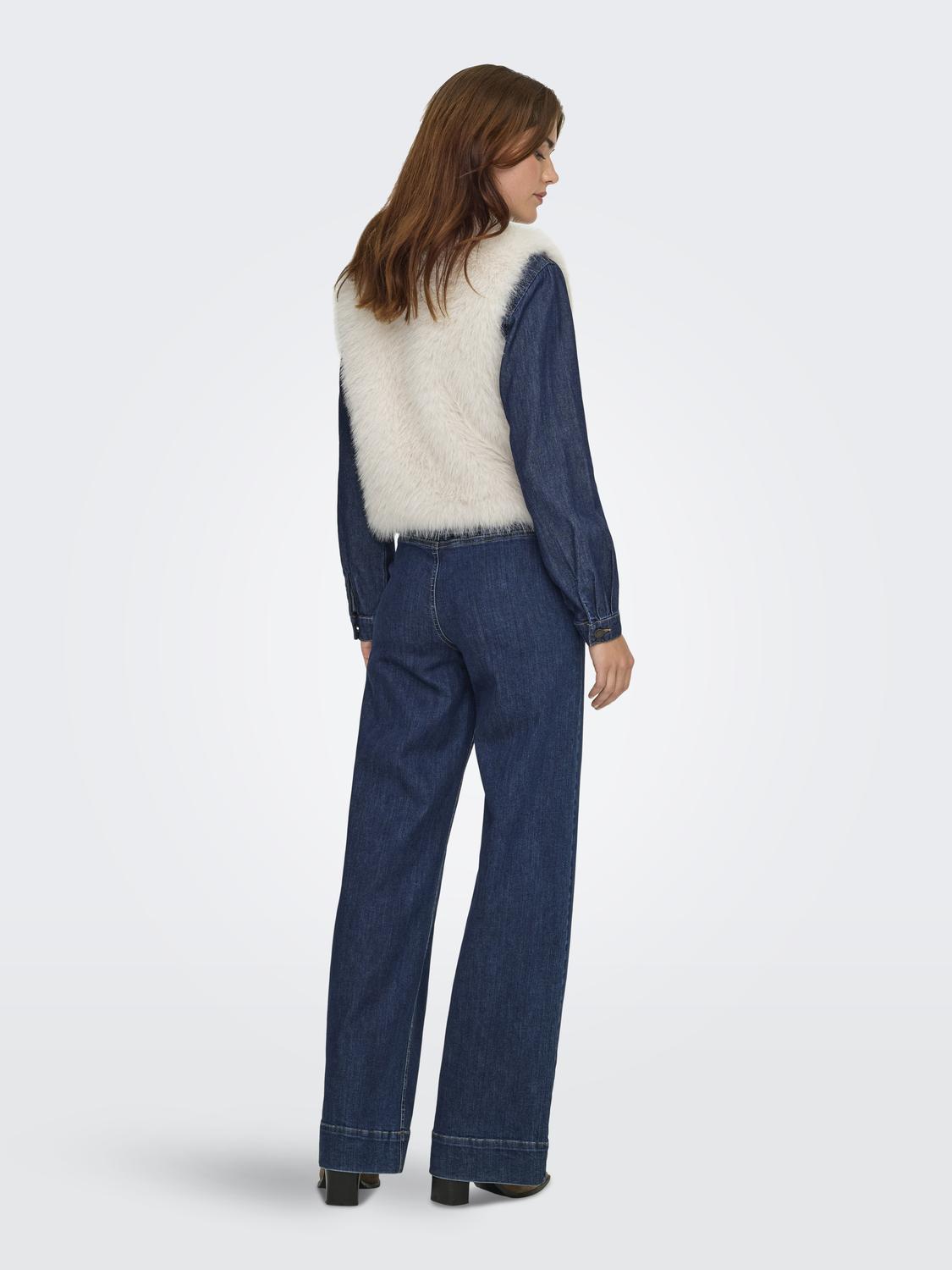 Jdyora Faux Fur Waistcoat Otw Sie Off-White