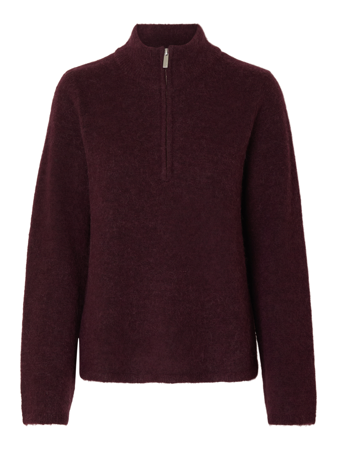 Slflulu Ls Knit Half Zip Noos Mørkelilla