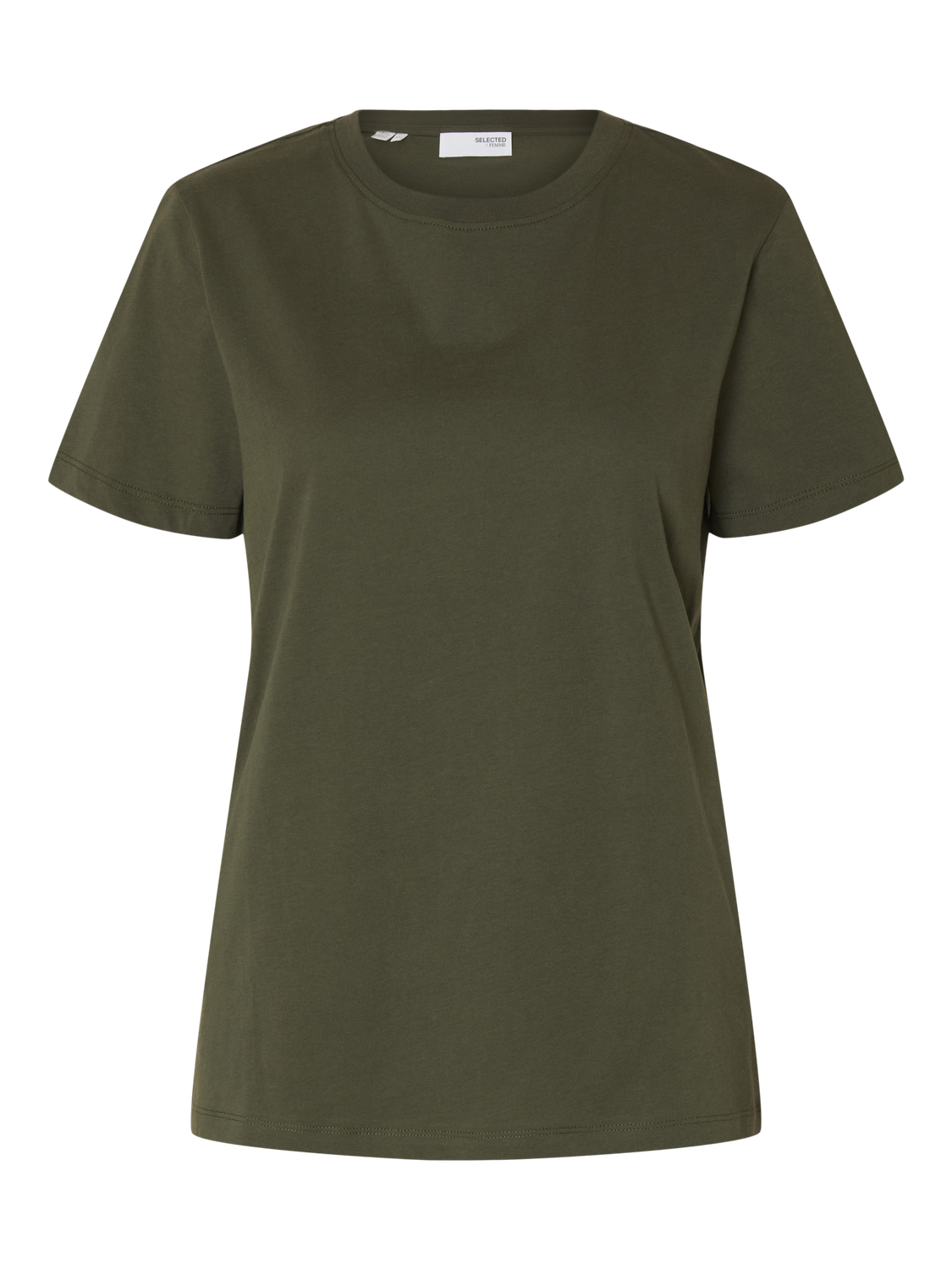Slfmyessential Ss O-Neck Tee Noos Mørkegrønn