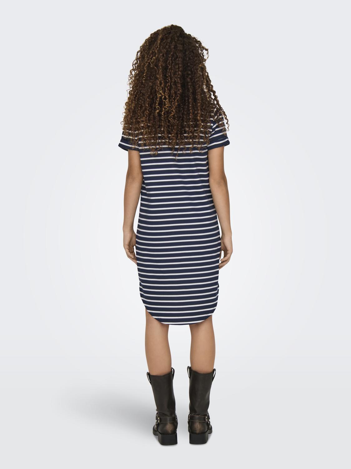 JDYIVY NEW S/S AOP SWEAT DRESS JRS ATK Mørkeblå