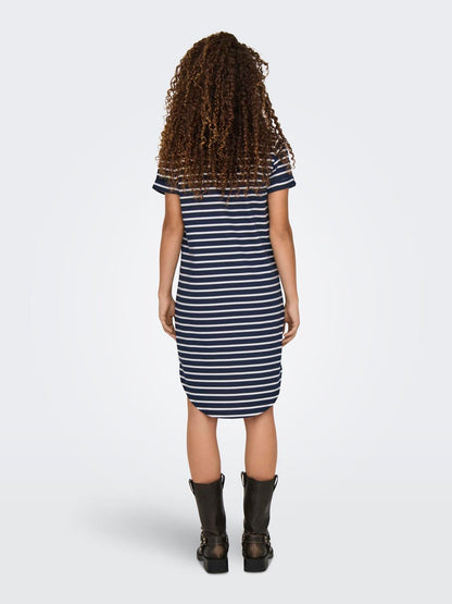 JDYIVY NEW S/S AOP SWEAT DRESS JRS ATK Mørkeblå