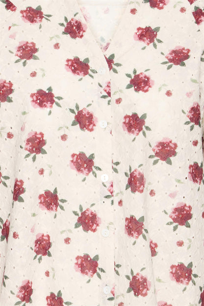 Pzwilla Ls Shirt White Red Flower