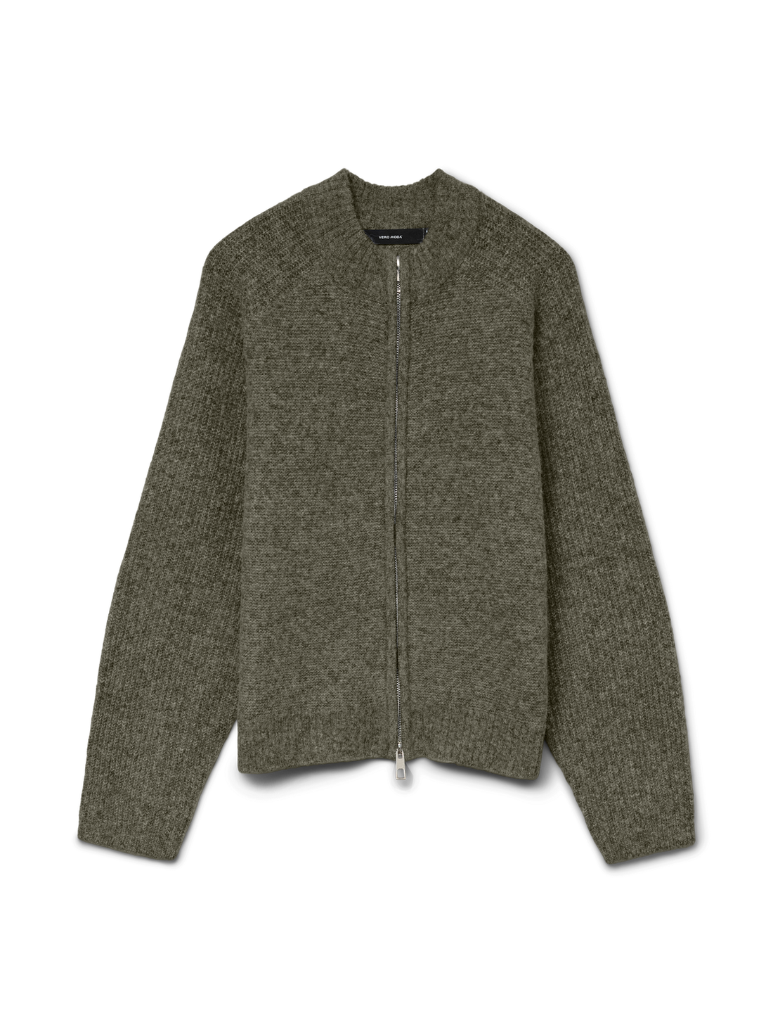 VMBANG LS HIGH NECK ZIP CARDIGAN BOO Mellomgrønn