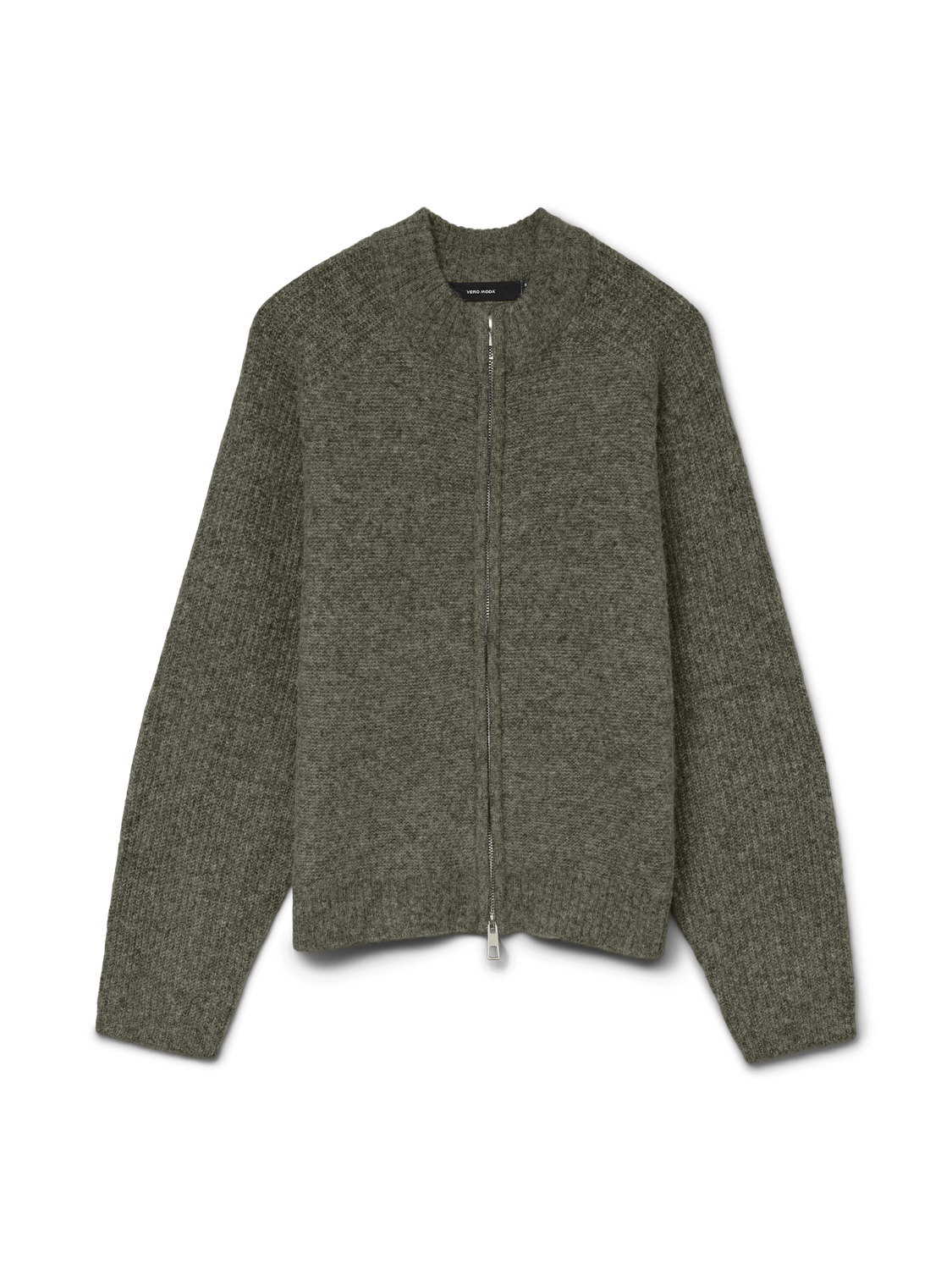 VMBANG LS HIGH NECK ZIP CARDIGAN BOO Mellomgrønn