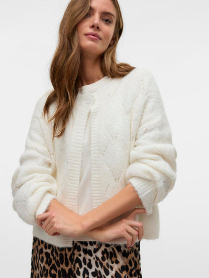 VMNOVAH LS BUTTON CARDIGAN EXP Klar Hvit