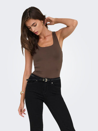 Onlea S/l 2-Ways Fit Top Jrs Noos Mørkebrun