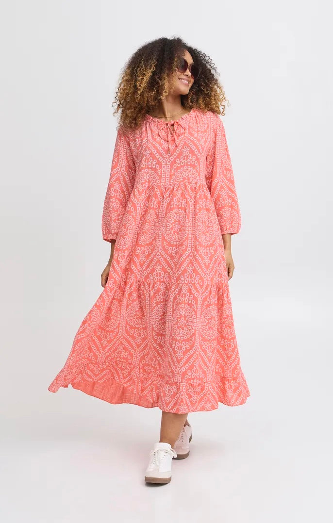 SBALEXA LACE LONG DRESS Coral
