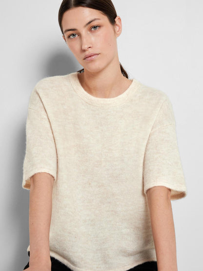 SLFMALINE-LILIANA 2/4 KNIT O-NECK NOOS Lysegrå