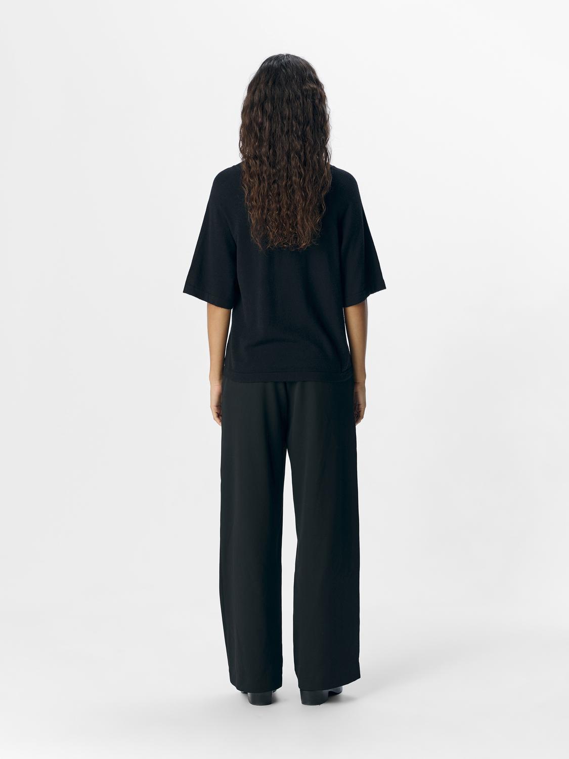 OBJTHESS 2/4 LO V-NECK KNIT TOP NOOS Sort