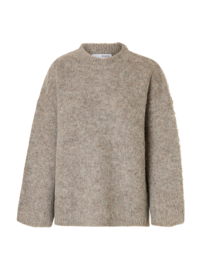 Slfgabriella Ls Knit New O-Neck Noos Mørkegrå