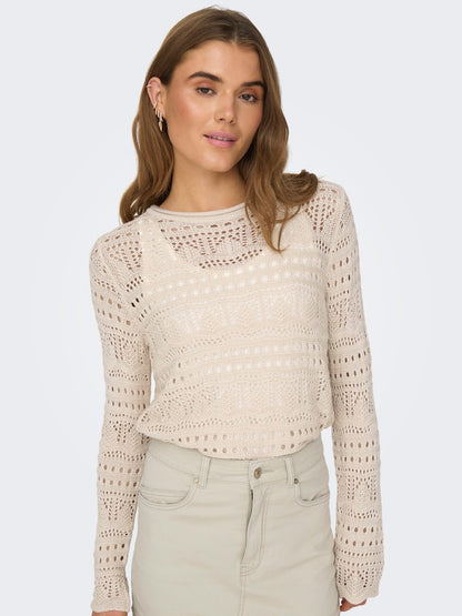 JDYSUN LAY L/S BOATNECK PULLOV. KNT NOOS Beige