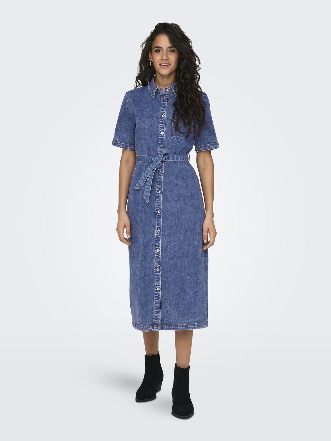 ONLLANA SS LONG DRESS DNM REA258 NOOS Mellomblå