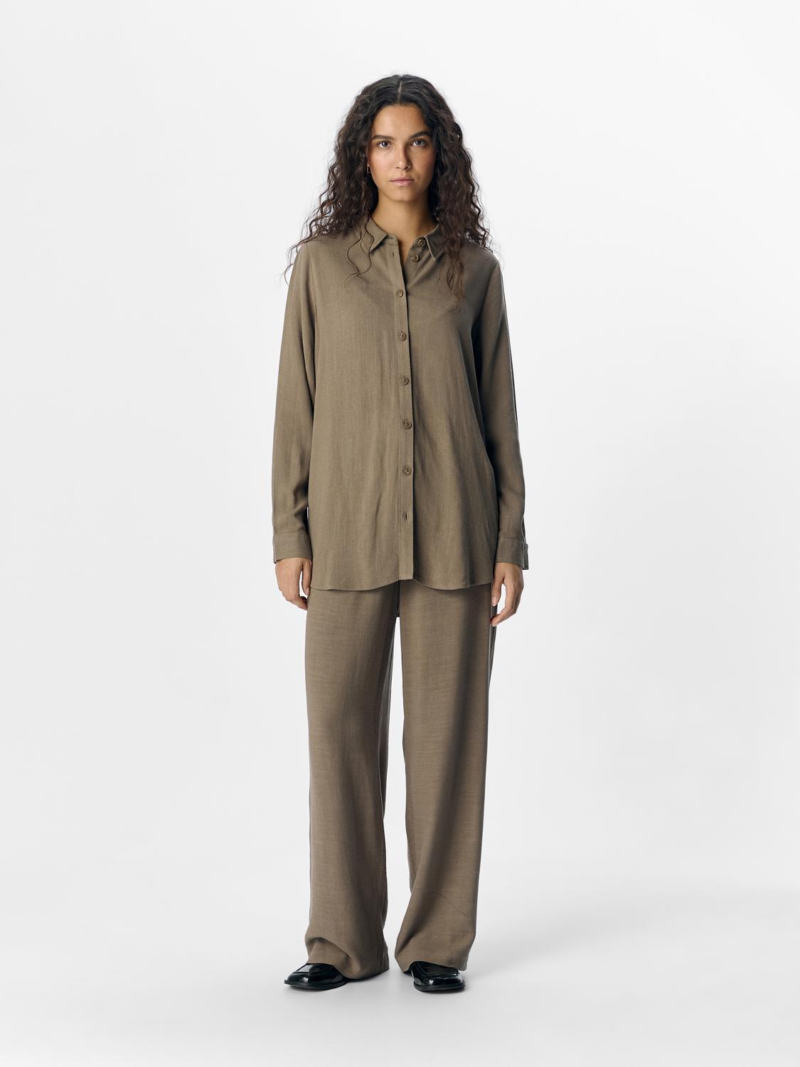 OBJSANNE ALINE WIDE PANT NOOS Mellomgrå
