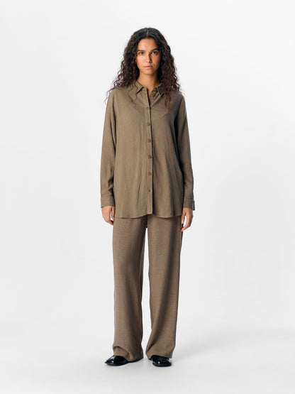 OBJSANNE ALINE WIDE PANT NOOS Mellomgrå