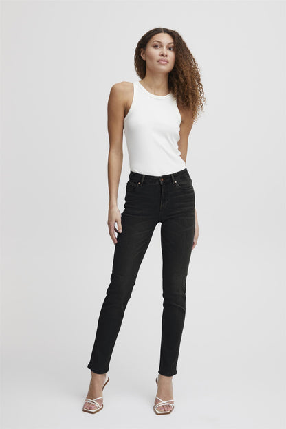 Pzemma Hw Jeans Medium Straight Leg Black Denim