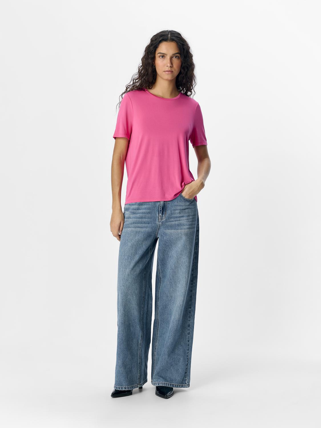 OBJANNIE S/S T-SHIRT NOOS Mørkerosa
