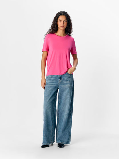 OBJANNIE S/S T-SHIRT NOOS Mørkerosa