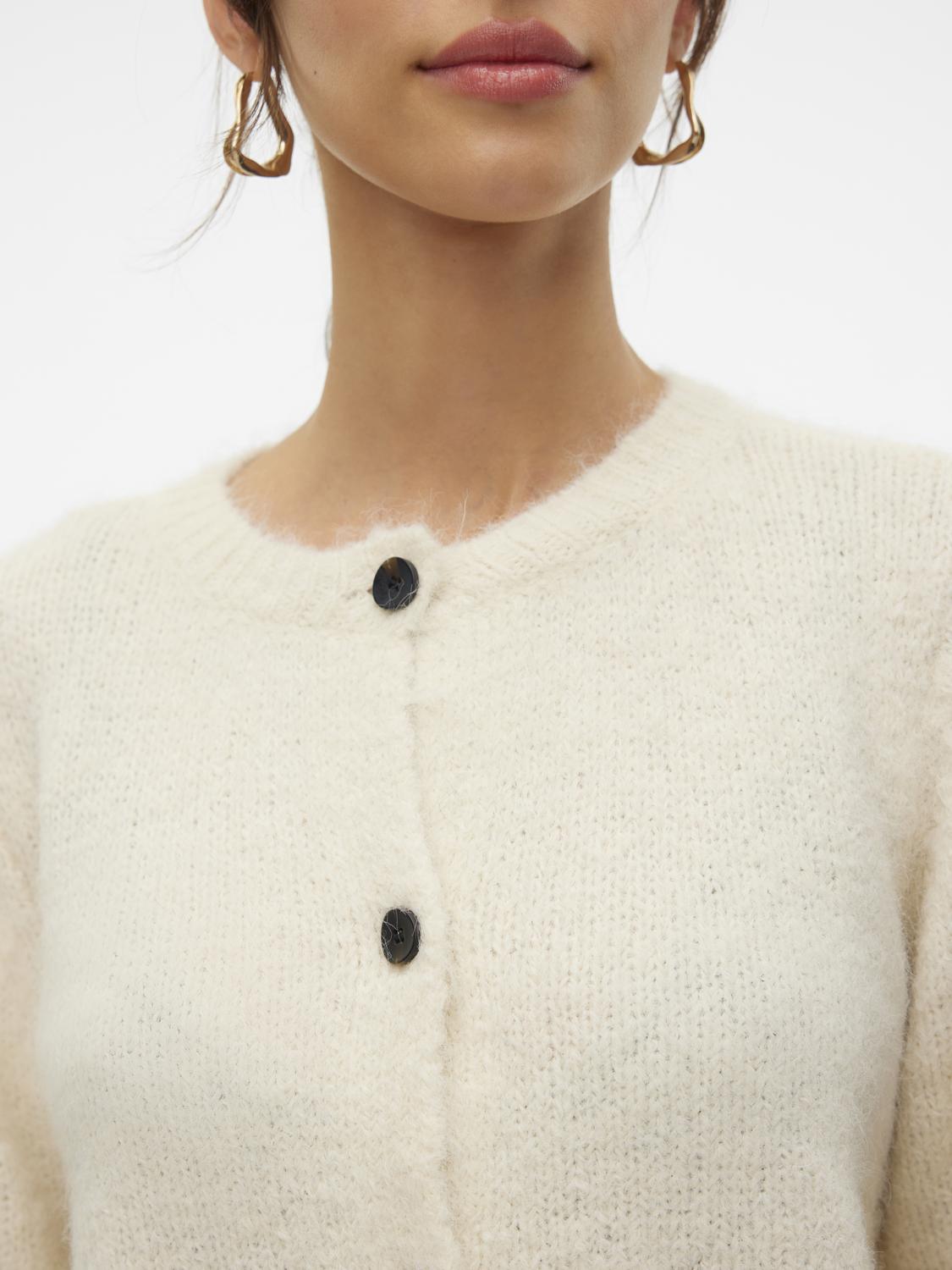 VMNOVAH LS O-NECK BUTTON CARDI GA NOOS Hvit