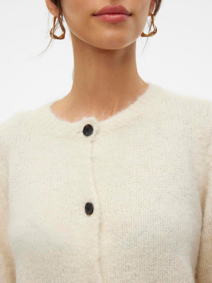 VMNOVAH LS O-NECK BUTTON CARDI GA NOOS Hvit