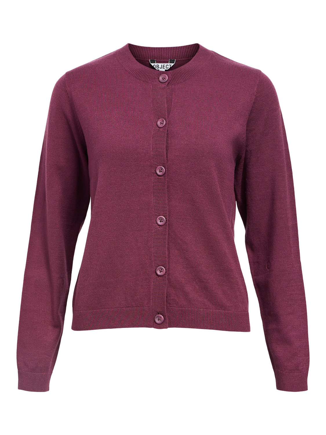 Objthess L/s Short Cardigan Noos Burgunder
