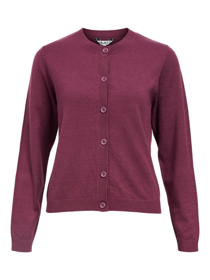 Objthess L/s Short Cardigan Noos Burgunder