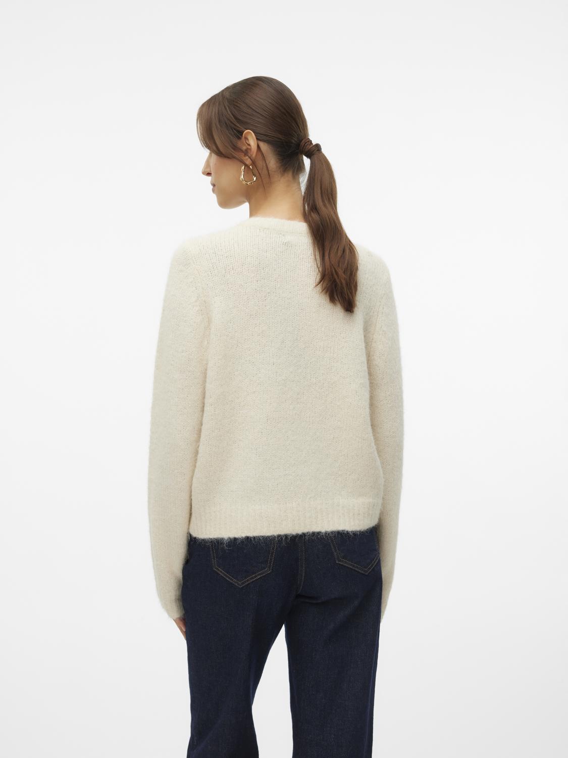 VMNOVAH LS O-NECK BUTTON CARDI GA NOOS Hvit