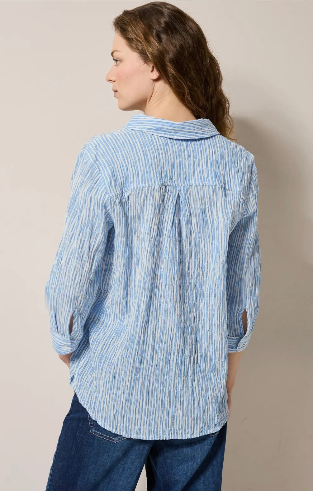 TOS seersucker stripe blouse Blå