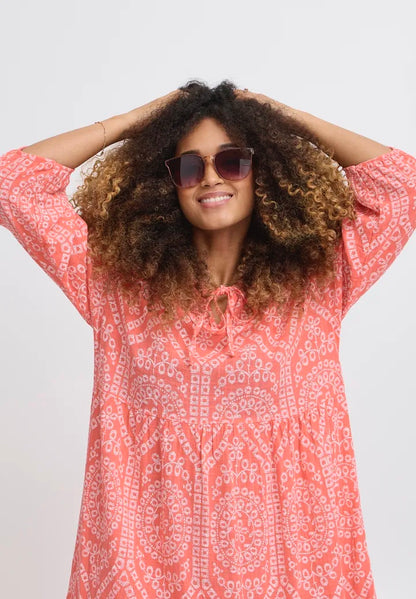 SBALEXA LACE LONG DRESS Coral