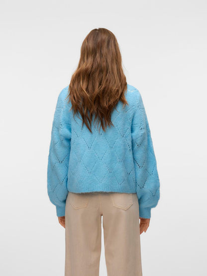 VMNOVAH LS BUTTON CARDIGAN EXP Lyseblå
