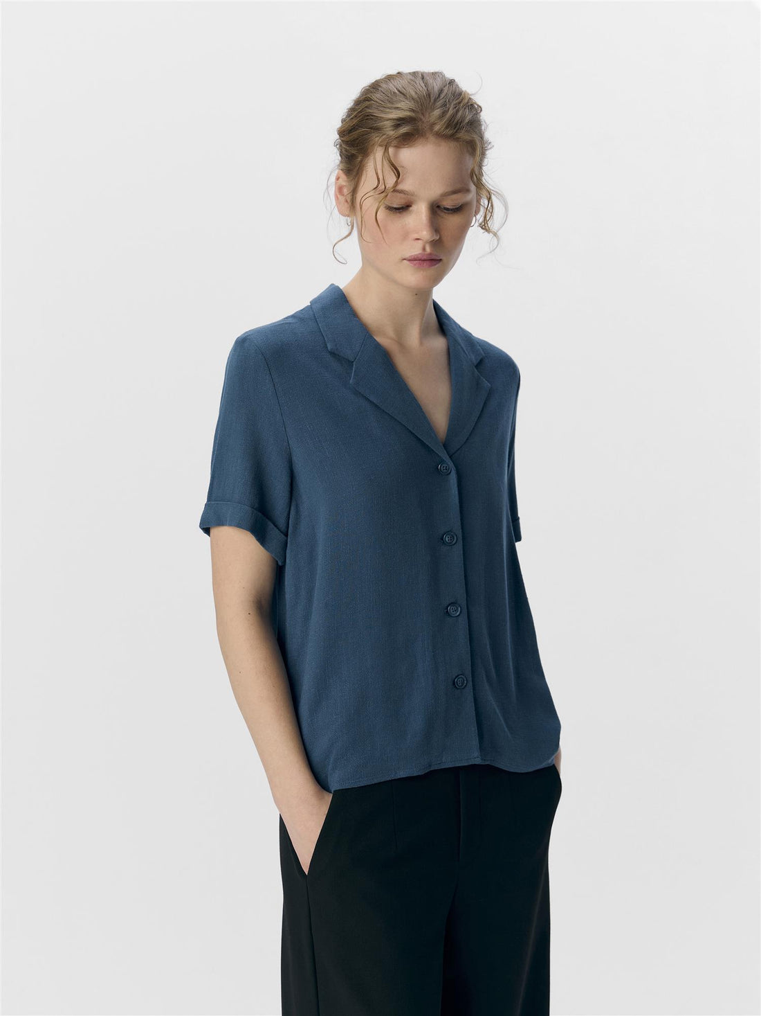 OBJSANNE S/S RE SHIRT NOOS Mørkeblå