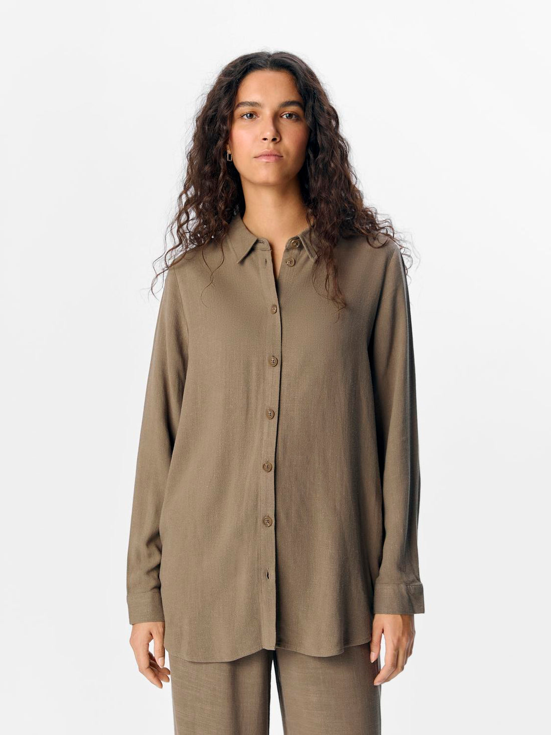 OBJSANNE L/S SHIRT NOOS lin Mellomgrå