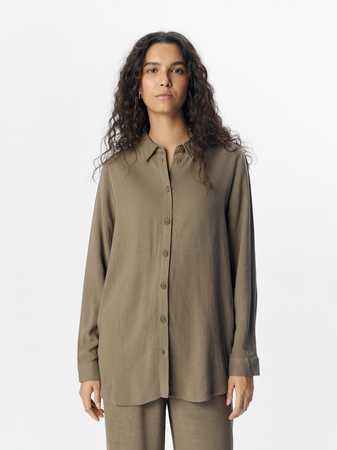 OBJSANNE L/S SHIRT NOOS lin Mellomgrå