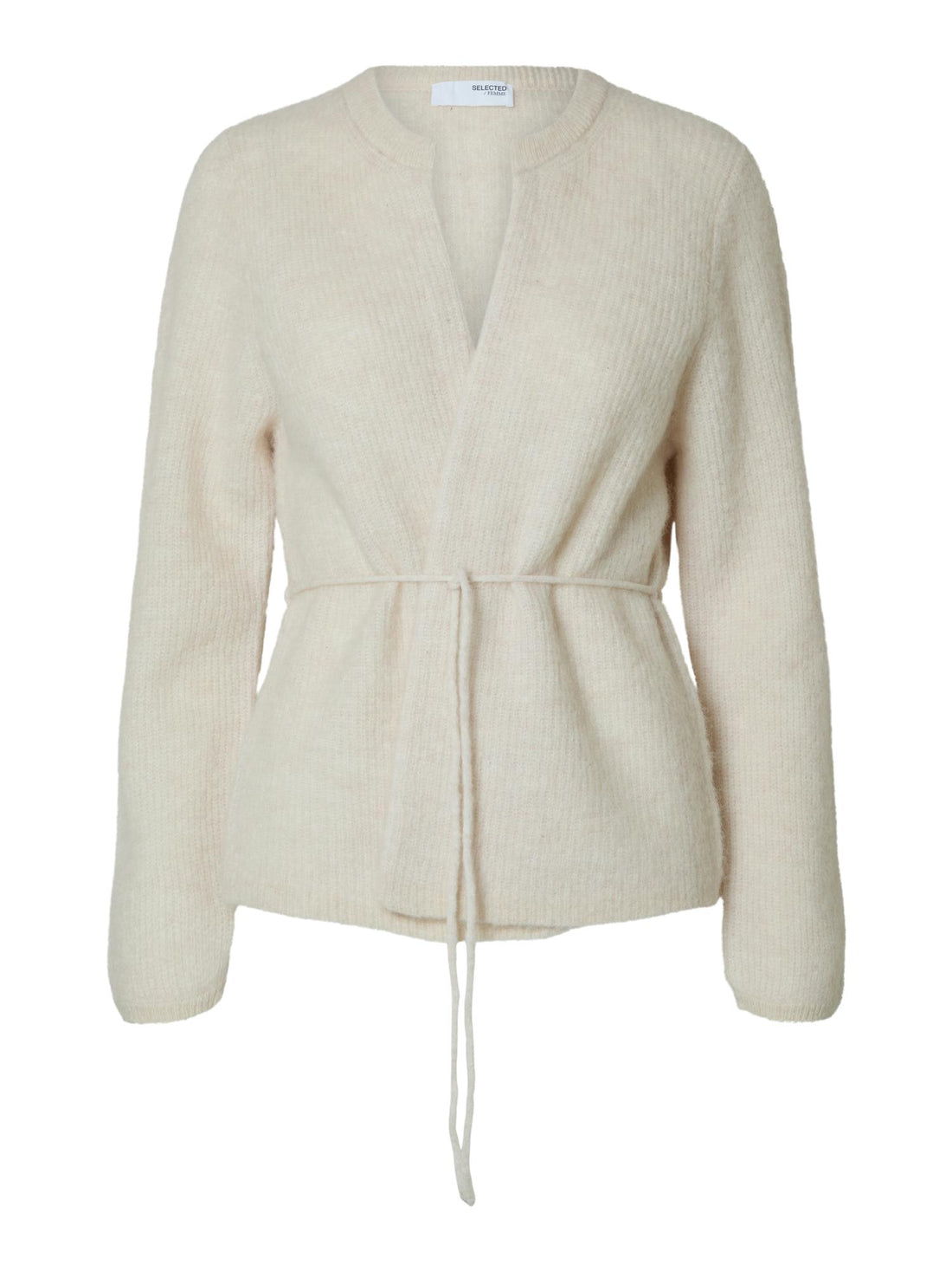 Slfsia ras ls knit belt cardigan Birch