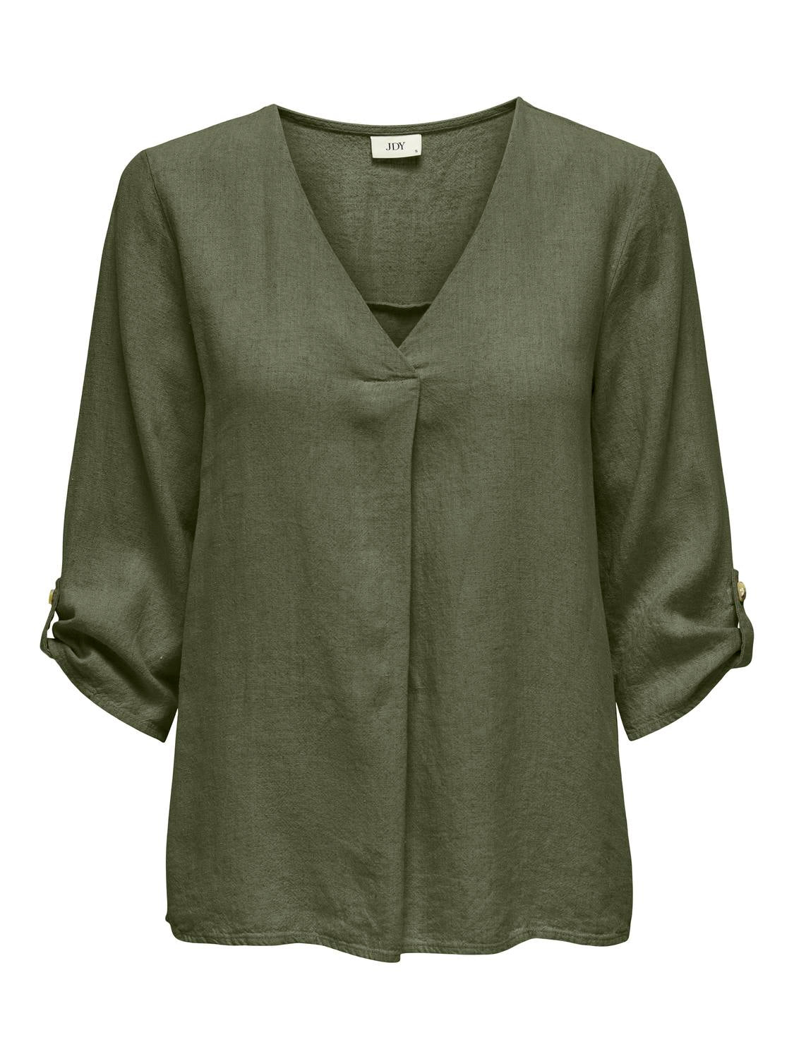 JDYSAY 3/4 LINEN V-NECK TOP WVN DIA Mellomgrønn