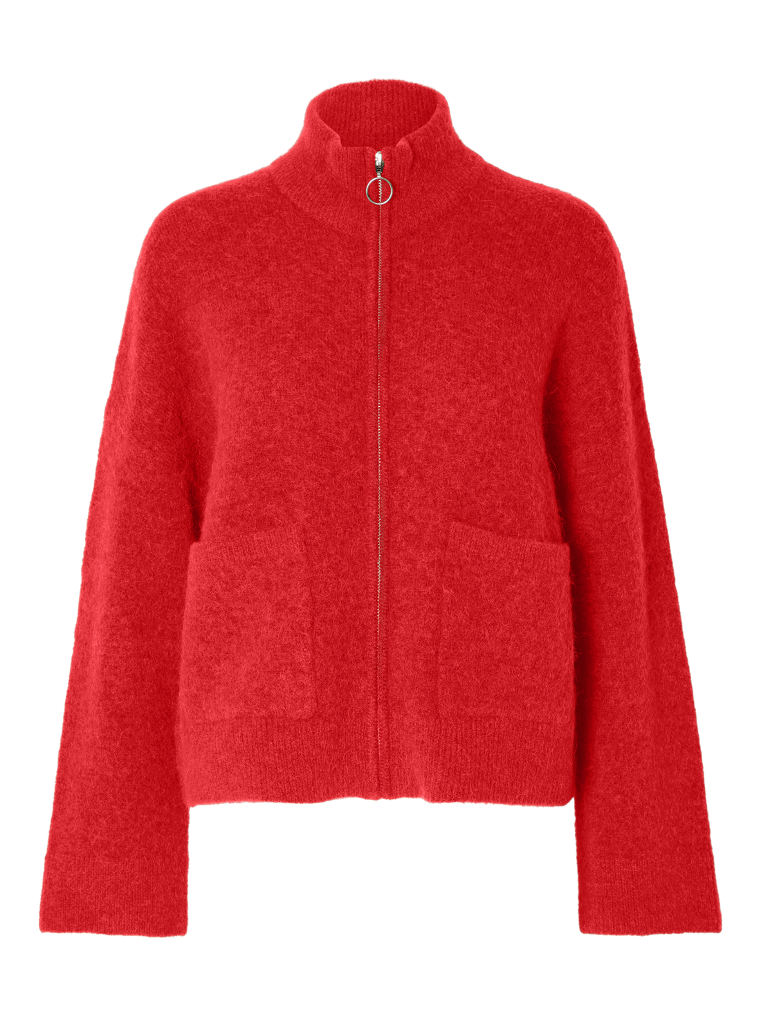 SLFSIA RAS LS KNIT ZIPPER CARDIGAN NOOS Mørkerød
