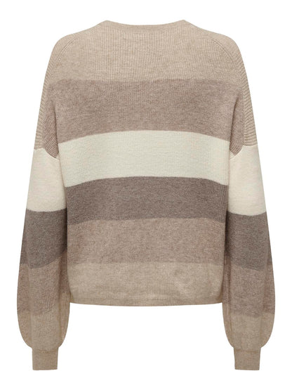Onlatia L/s Stripe Pullov Knt Noos Lysegrå