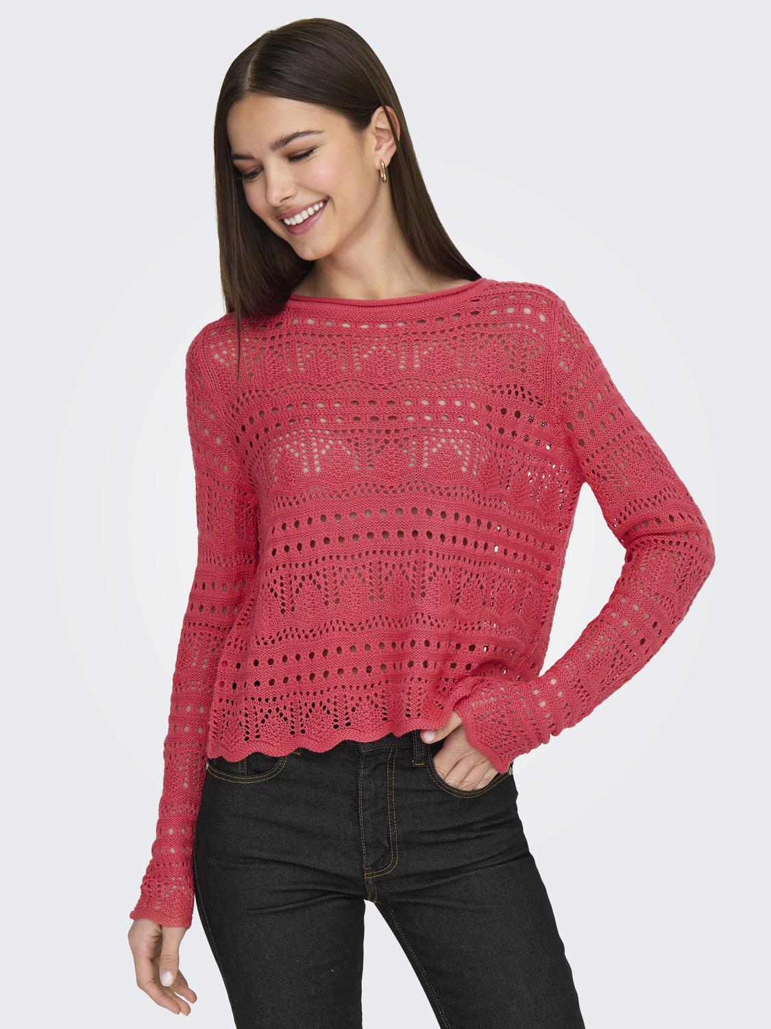 JDYSUN LAY L/S BOATNECK PULLOV. KNT NOOS Mellomrosa