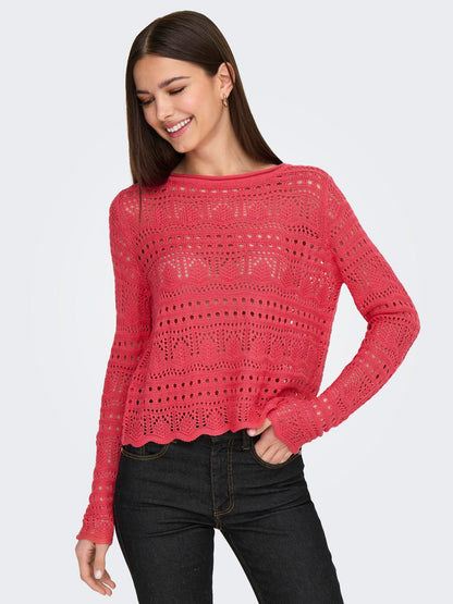 JDYSUN LAY L/S BOATNECK PULLOV. KNT NOOS Mellomrosa