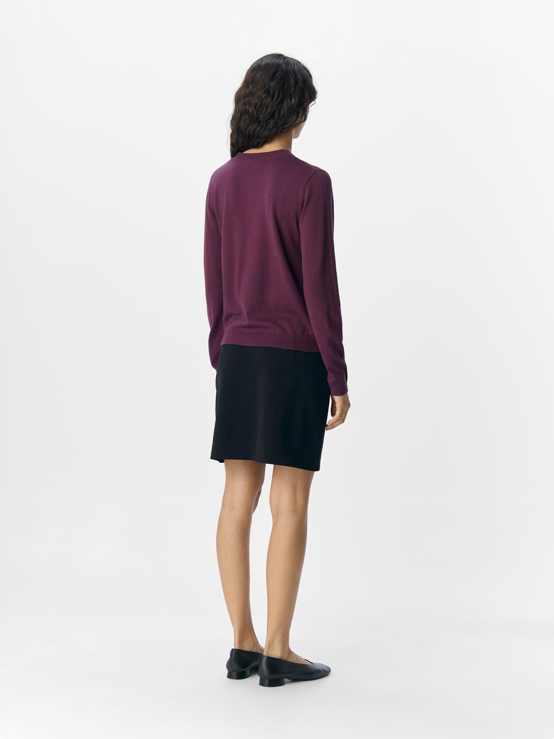 Objthess L/s Short Cardigan Noos Burgunder