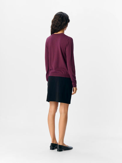 Objthess L/s Short Cardigan Noos Burgunder
